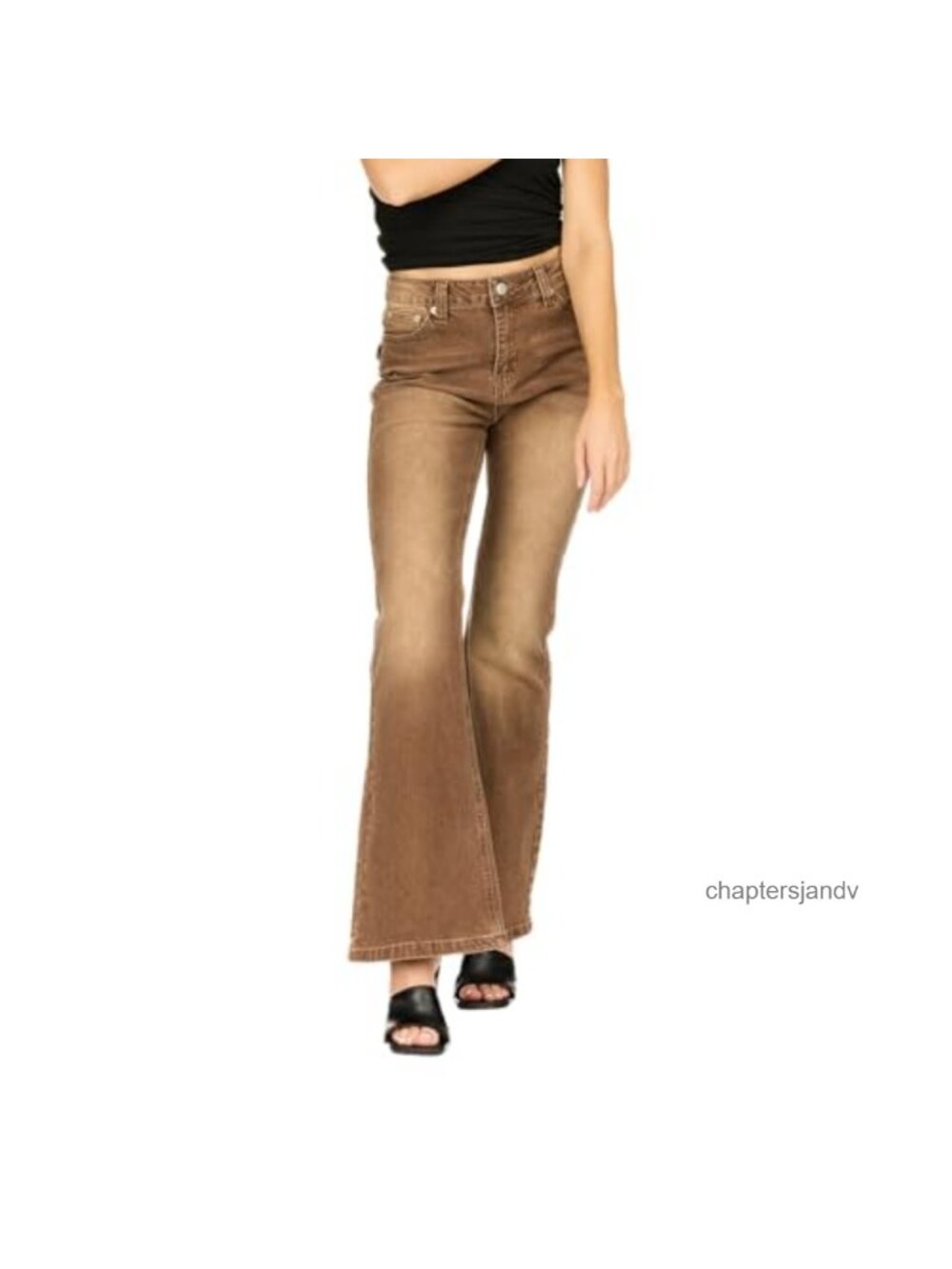 Flare High-Rise Slim Fit Stretch Jeans Star Embroidery Y2K